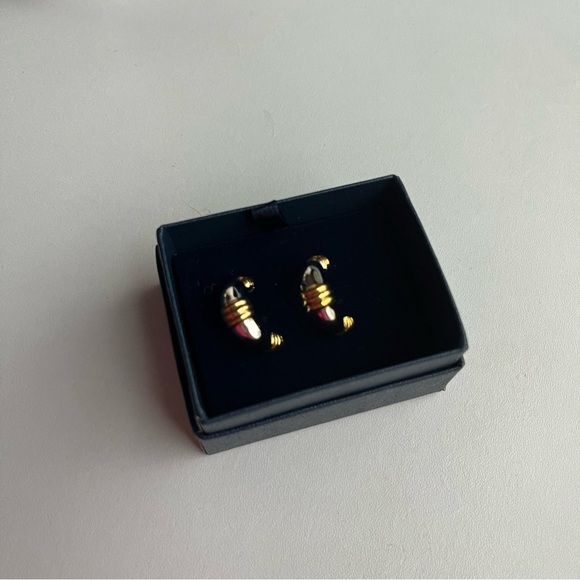 NEW Two Toned Hoop Earrings Silver Gold - Picture 3 of 9